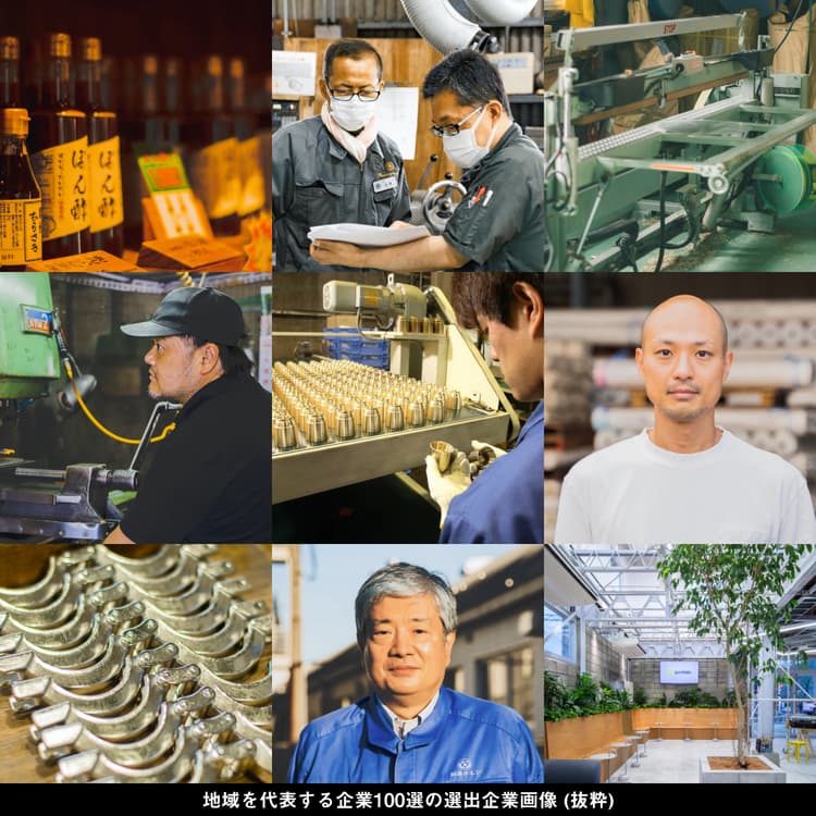 地域を代表する企業100選の選出企業画像（抜粋）